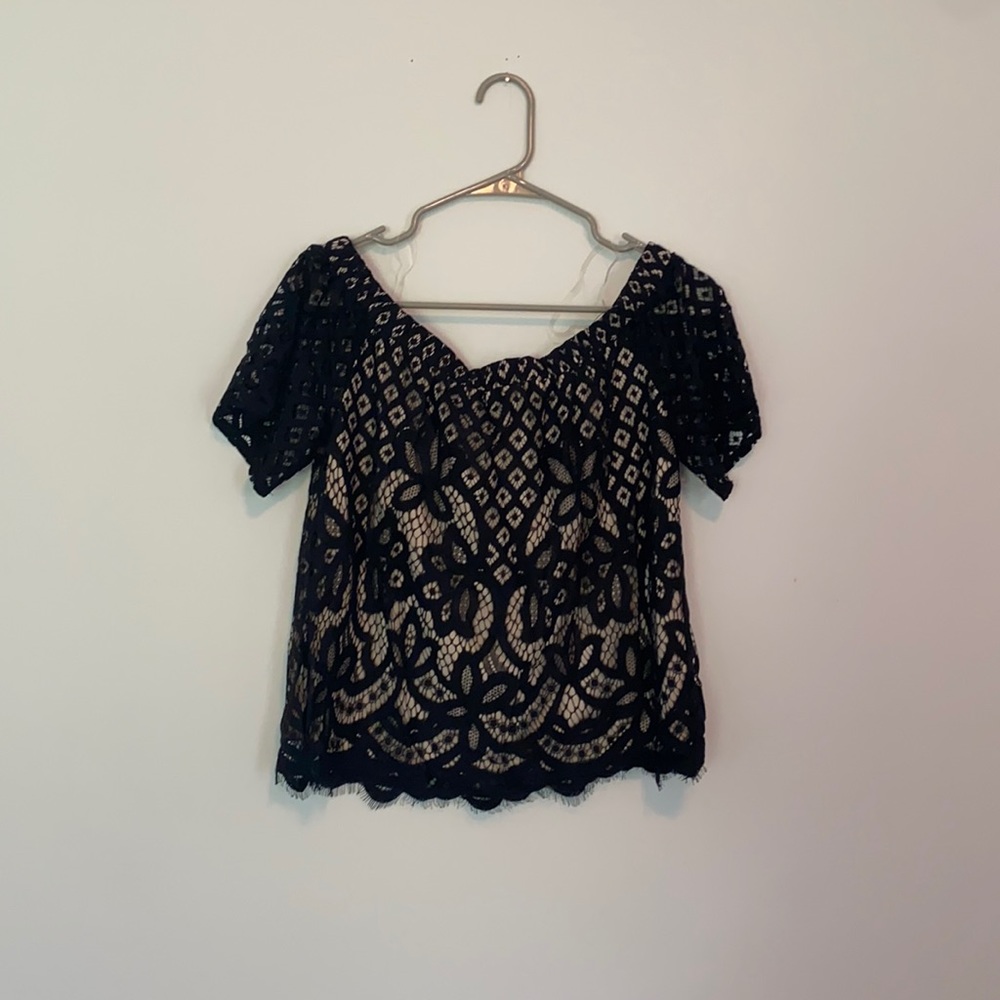 Off the shoulder black lace top